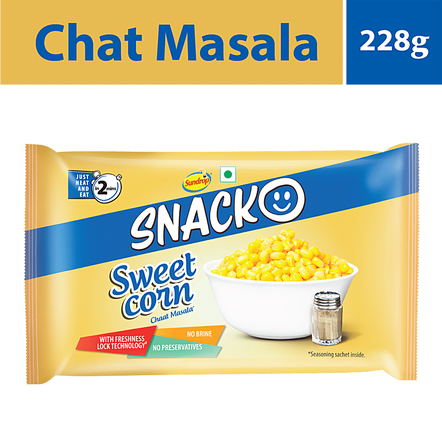 Sundrop Snacko Instant Sweet Corn, Chaat Masala Flavour, No Preservatives, 228 G