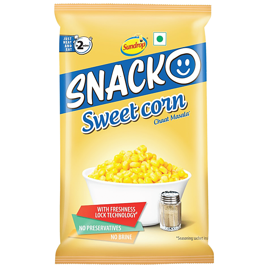 Sundrop Snacko Instant Sweet Corn, Chaat Masala Flavour, No Preservatives, 121 G