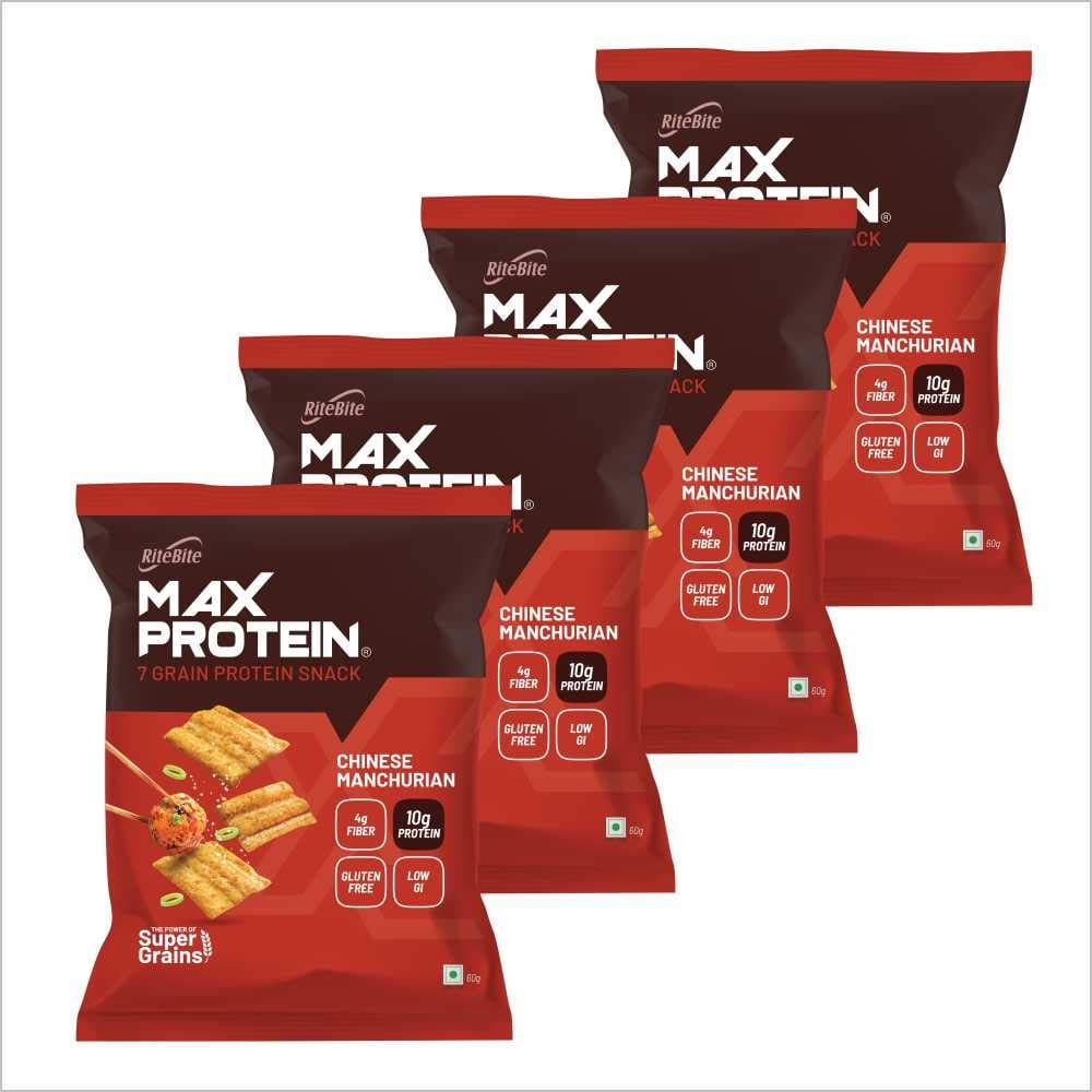 Ritebite Max Protein Chips (Chinese Manchurian 60G Pouch, Pack Of 4)