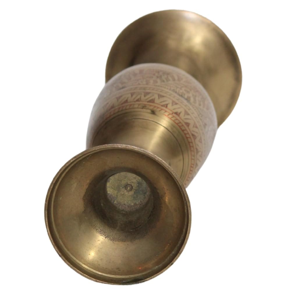 Handcrafted Brass Decorative Vase, Intricate Etched Design,9x9x30 cm, Antique Finish for Home Decor