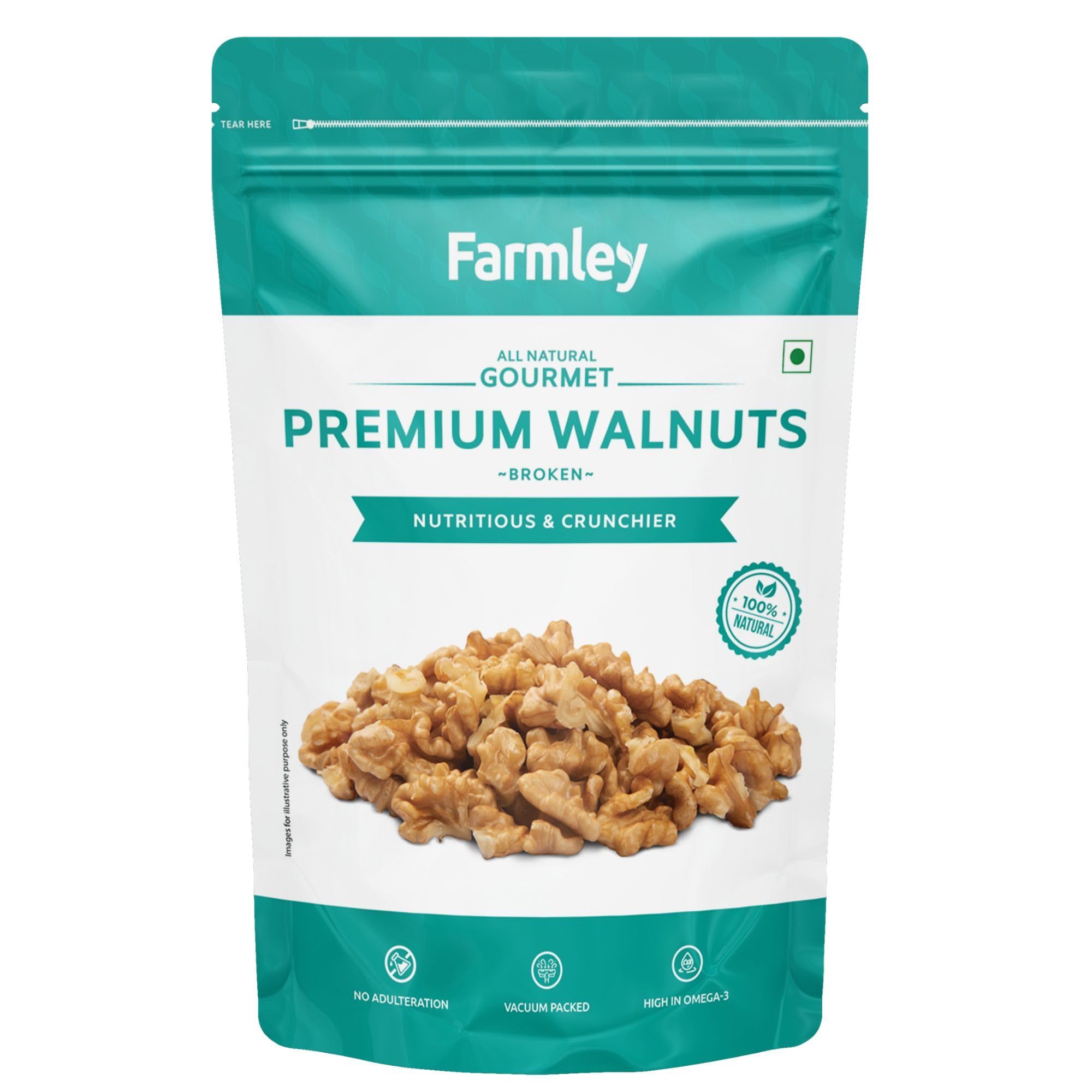 Farmley Walnut Broken Kernels, Walnuts Without Shell, Akhrot, Dry Fruits, 100% Natural Akhrot, Rich In Proteins & Antioxidants, 200 G (Pack Of 1)