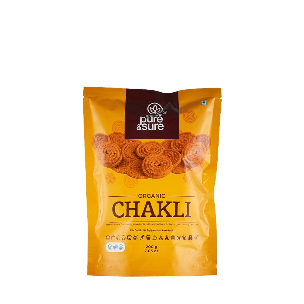Phalada Pure & Sure Pure & Sure Organic Chakli Snack, Delicious Namkeen And Snacks, Ready To Eat Snacks, Cholesterol Free, No Trans Fats, No Preservatives |Pack Of 2, 400Gm