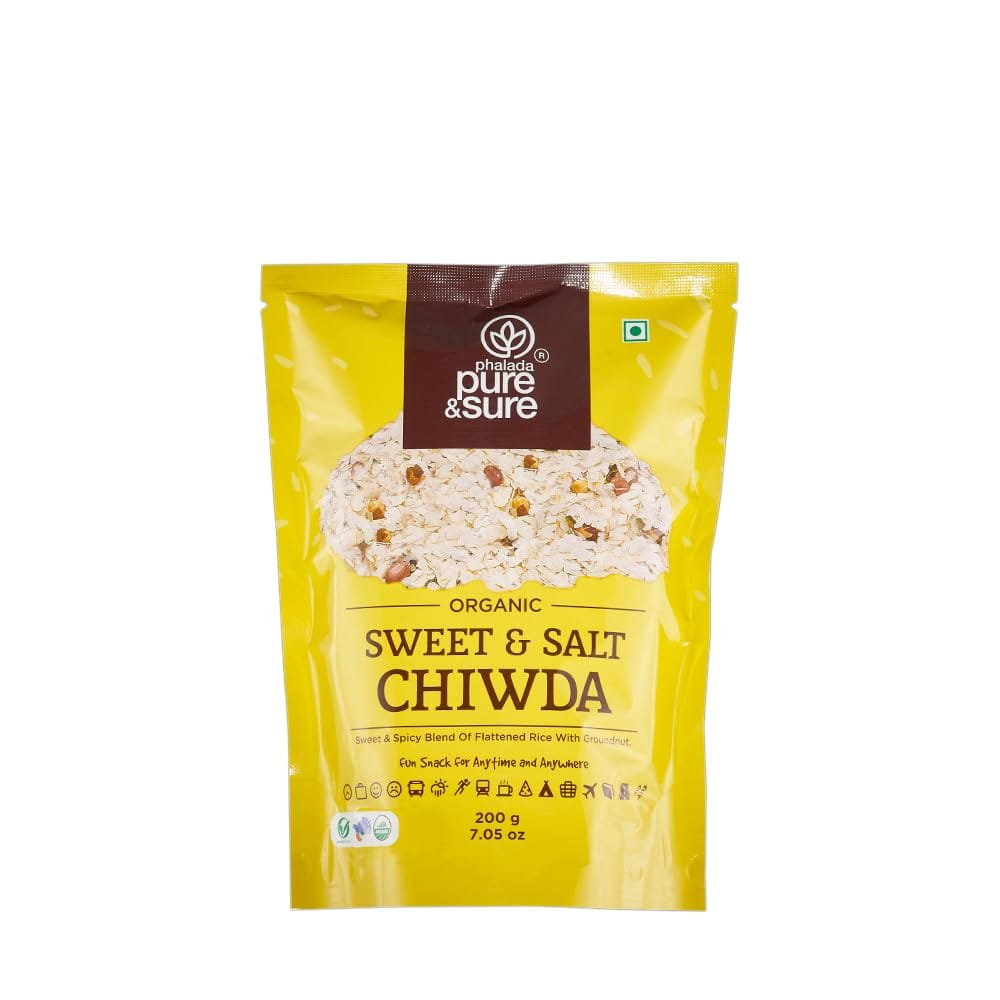 Phalada Pure & Sure Pure & Sure Organic Chiwda Namkeen, Organic Snacks, Pure & Sure Sweet And Salt Chiwda, 200Gm.