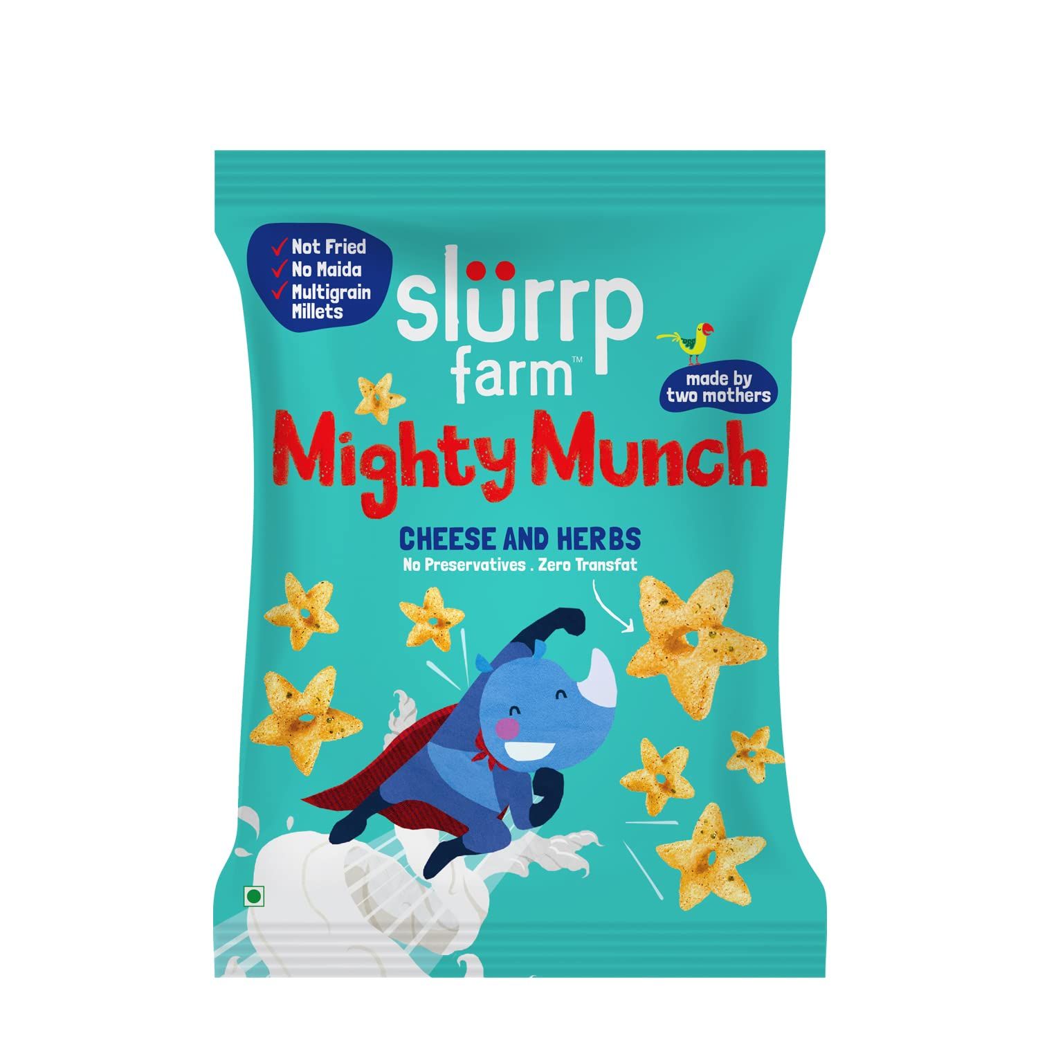 Slurrp Farm Healthy Snacks, Mighty Puff, Cheese And Herbs Flavour, Not Fried, 20G