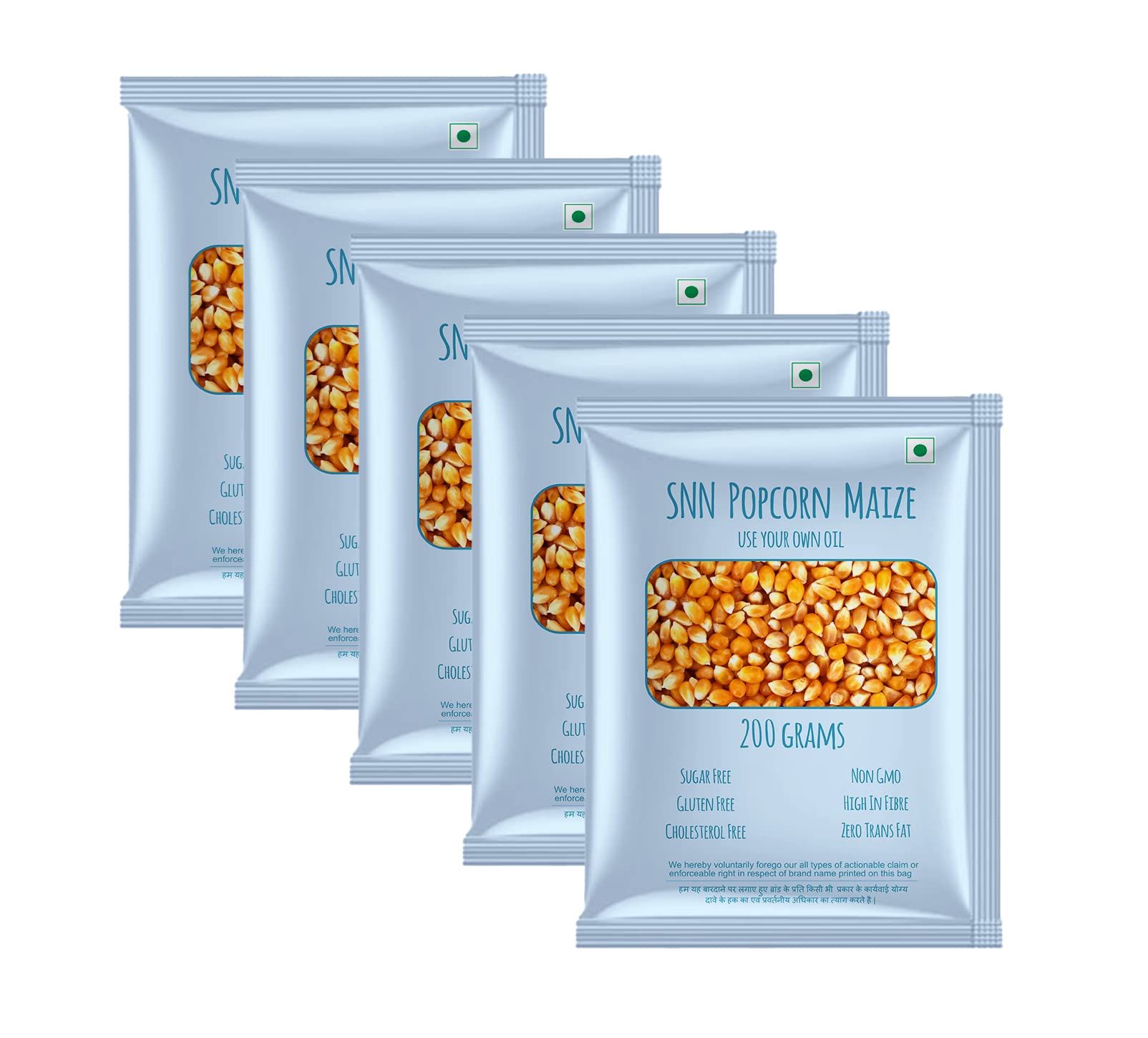 Snn Popcorn Maize 200 Grams (Pack Of 5). Imported Raw Maize, Ready To Cook, High Expansion, Homemade, Healthy Snack.