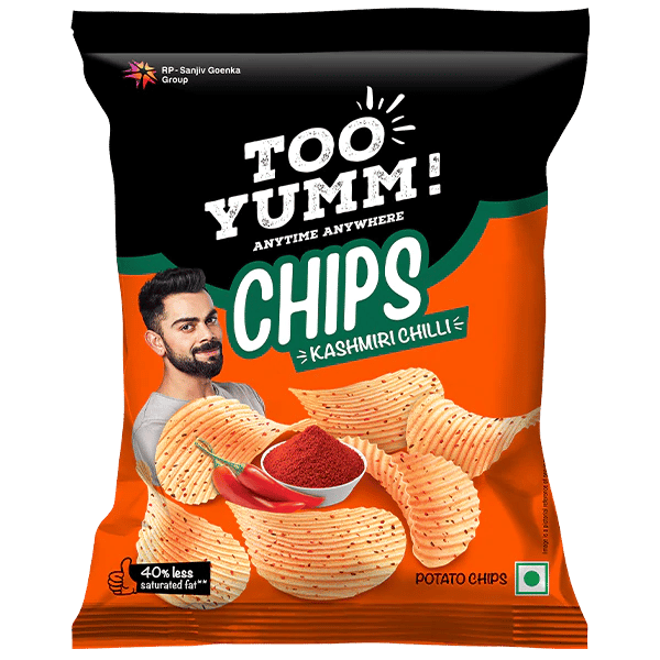 Too Yumm Potato Chips, Kashmiri Chilli, With Less Saturated Fat, 25G