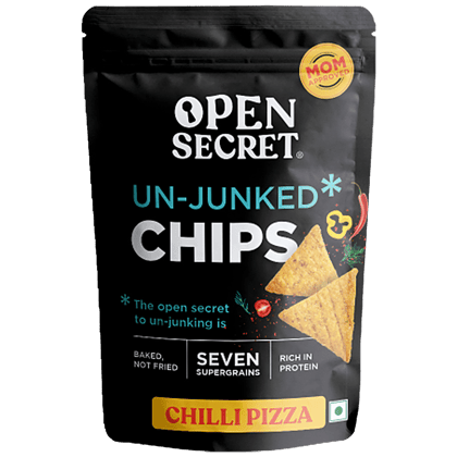 Open Secret Unjunked Chips, 7 Supergrains, Rich In Protein, Baked, Healthy Snack, Chilli Pizza, 45 G