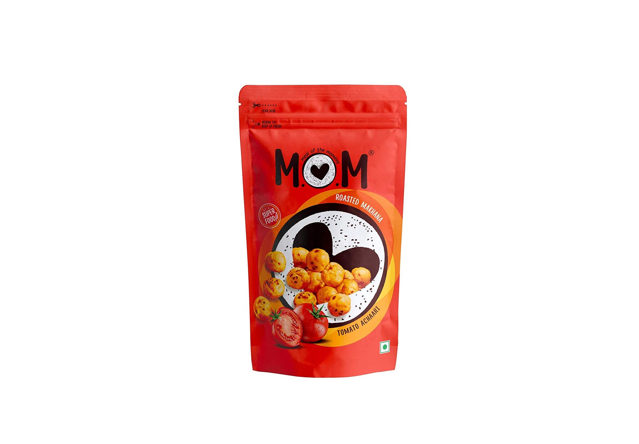Mom - Meal Of The Moment Mom, Meal Of The Moment, Roasted Tomato Achaari Makhana, 65G, Gluten Free, Anti Oxidants, Msg Free, Zero Trans Fat, No Added Preservatives And No Artificial Flavours