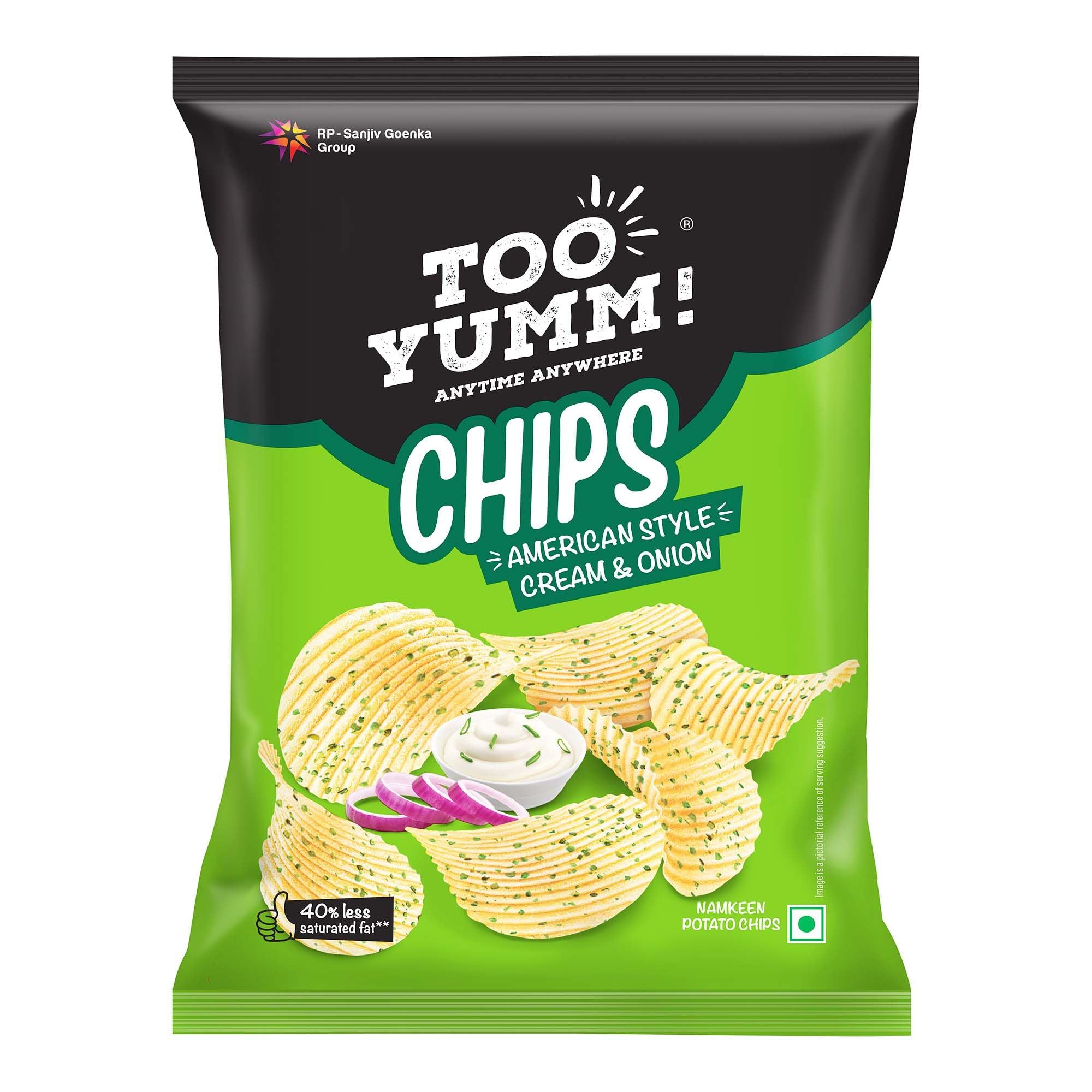 Too Yumm! Potato Chips, American Style Cream & Onion, 90Gm