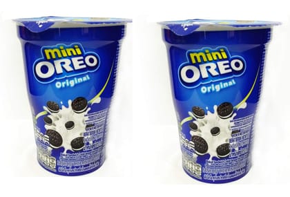 Oreo Mini Cream Biscuit, Original Vanilla Flavor, 61.3G Cup (Pack Of 2)