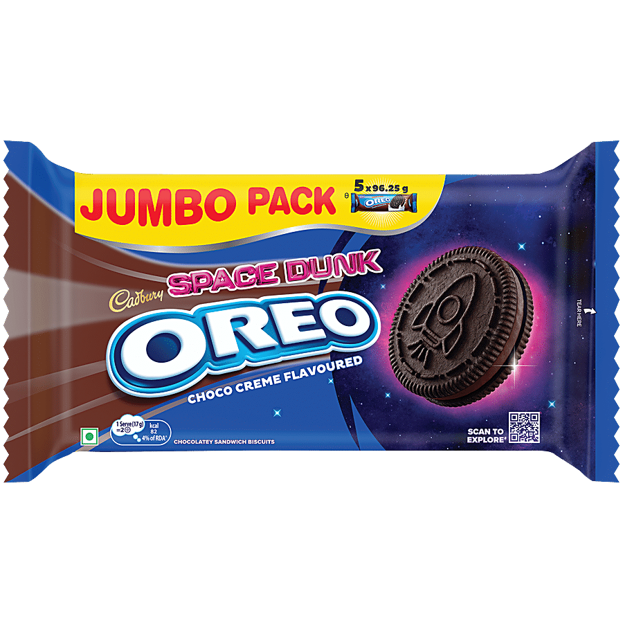 Oreo Cadbury Chocolate Flavour Crme Sandwich Biscuit, 481.25 G Jumbo Pack