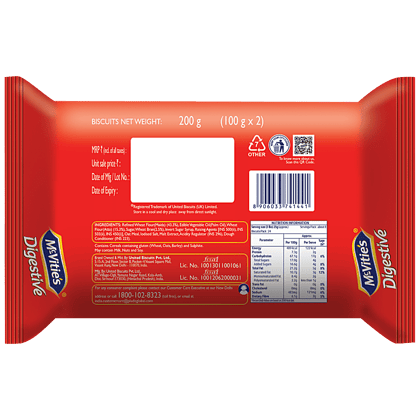Mcvitie's Digestive Biscuits, 200 G Pouch