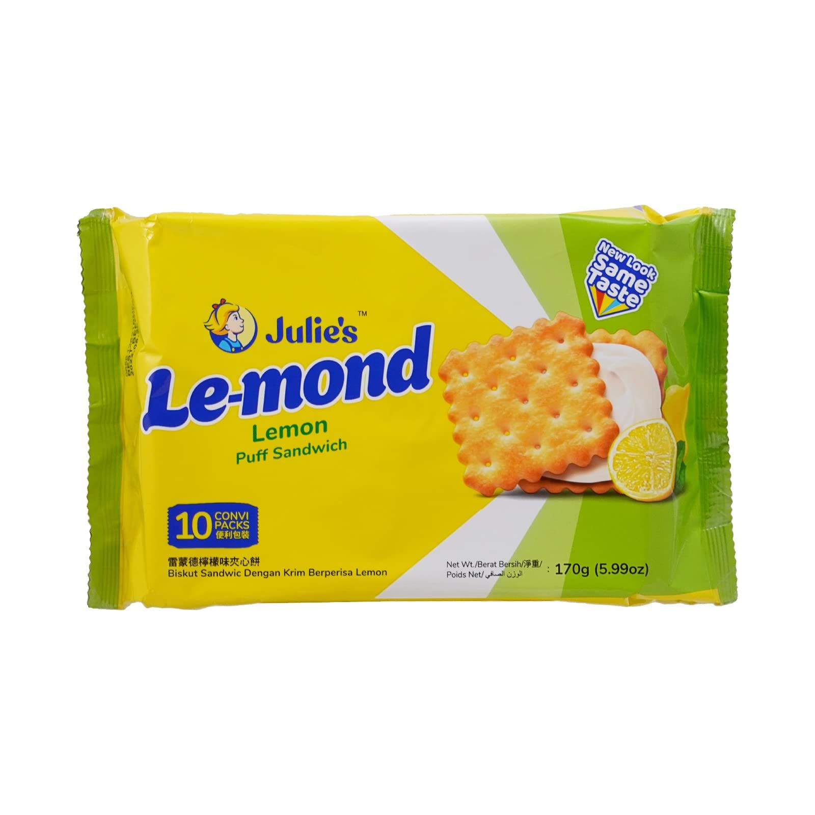 Julies Le, Mond Puff Sandwich Lemon Flavoured Cream, 180 Grams X Pack Of 2