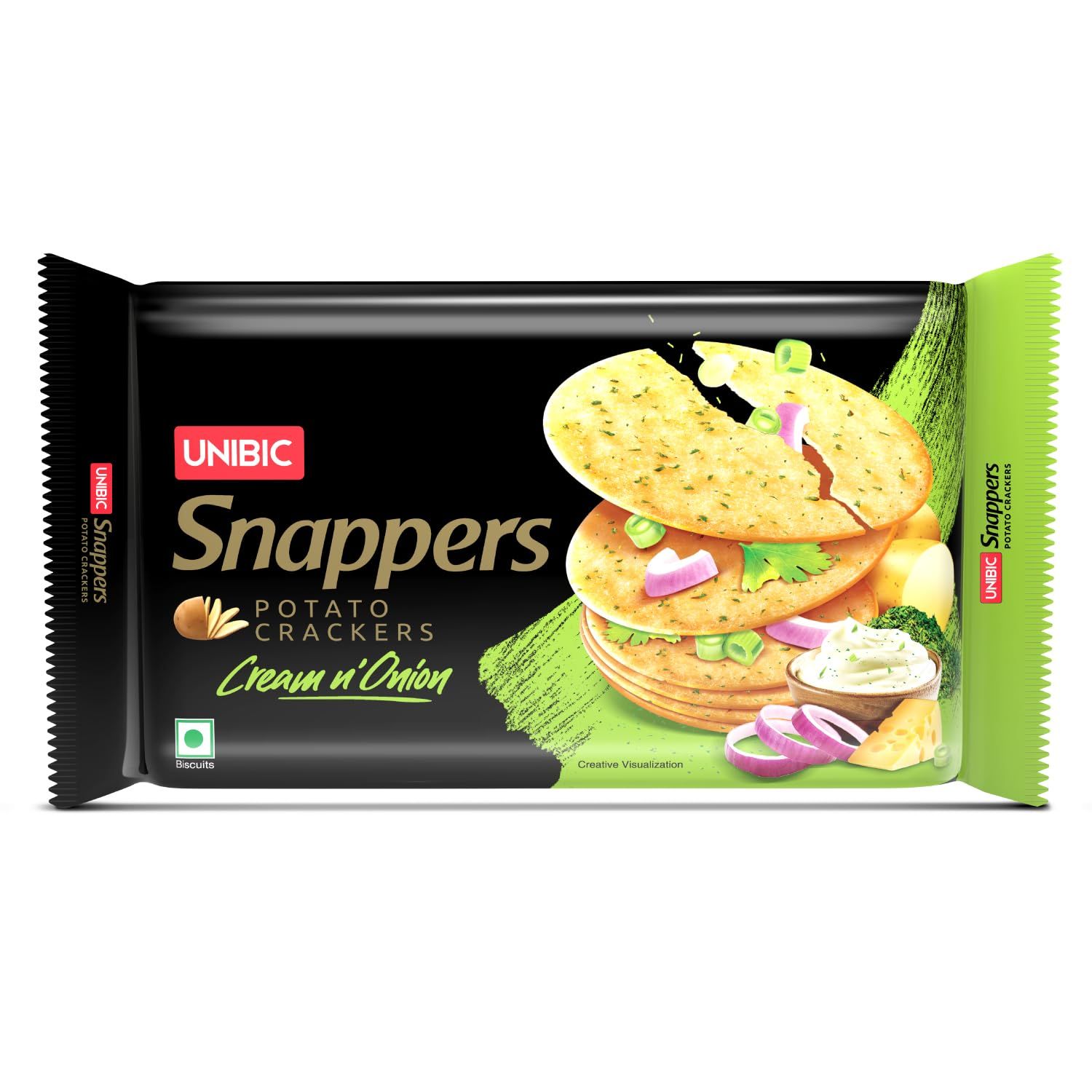Unibic Foods Snappers Potato Crackers, Cream & Onion, 300 Gms