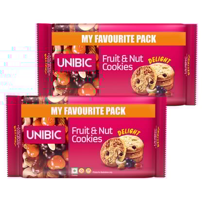 Unibic, Fruit & Nut Cookies, 600 Gm (300 Gm X 2)