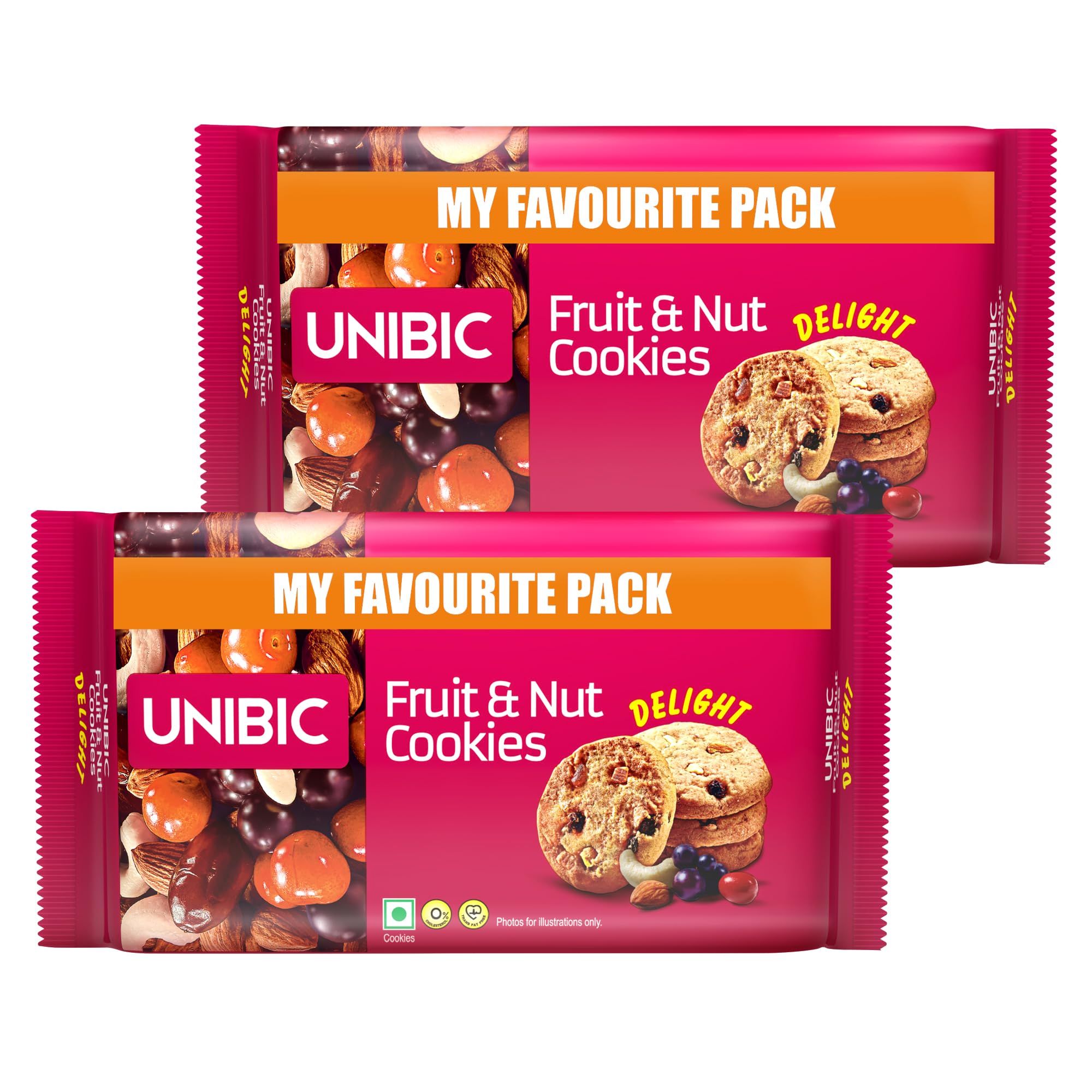 Unibic, Fruit & Nut Cookies, 600 Gm (300 Gm X 2)