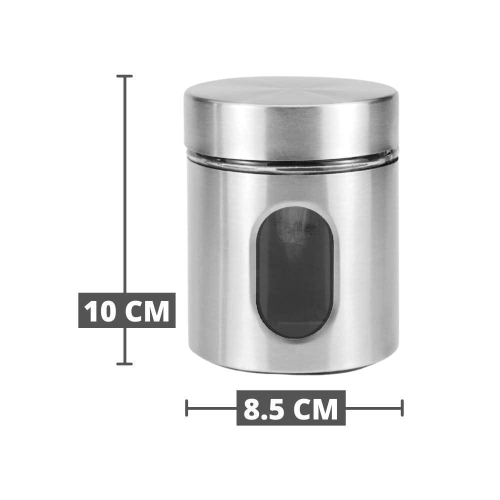 Clear Glass Steel Window Jars for Kitchen tools, out layer steel,food storage jar pack of 2 (350 ML)