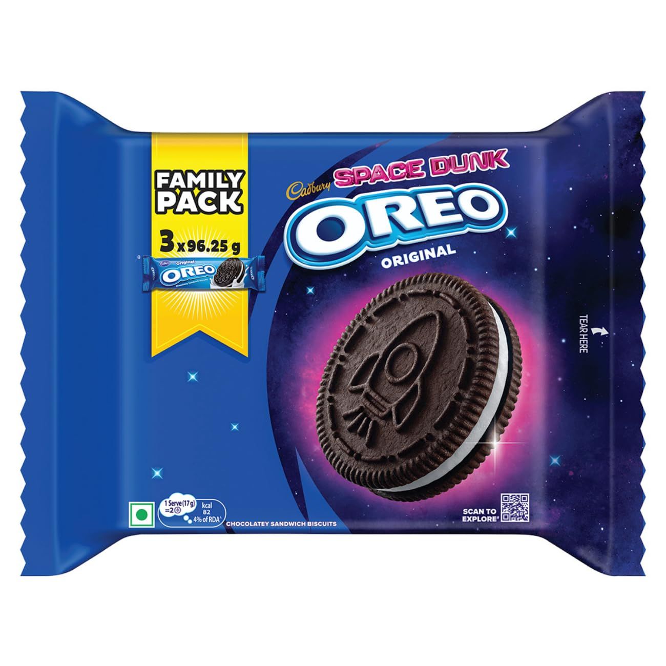 Cadbury Oreo Vanilla Flavour Crme Sandwich Biscuit, 288.75 G(Packaging May Vary)