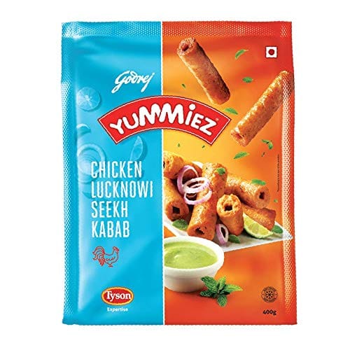 Godrej Yummiez Chicken Lucknow Seekh Kebab Pouch, 400 G