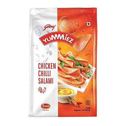 Godrej Yummiez Chicken Chilly Salami Pouch, 250 G