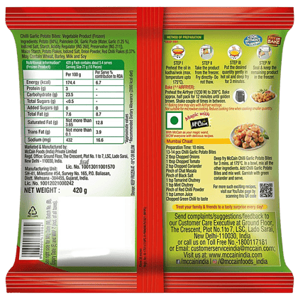Mccain Potato Bites, Chilli Garlic, 420 G Pouch