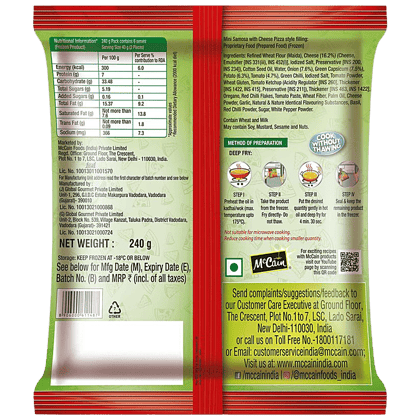 Mc cain Mini Samosa, Cheese Pizza, 240 G