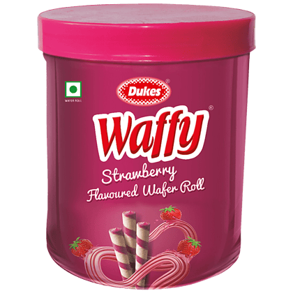 Dukes Waffy Strawberry Flavoured Wafer Roll Jar, 250G