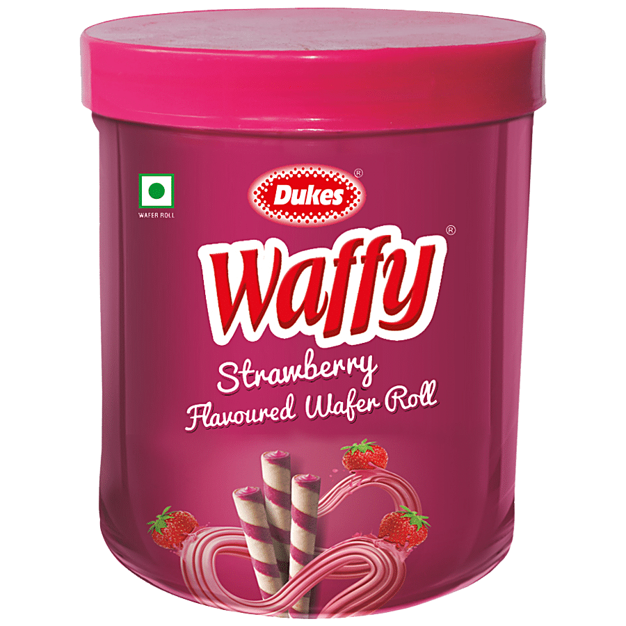 Dukes Waffy Strawberry Flavoured Wafer Roll Jar, 250G