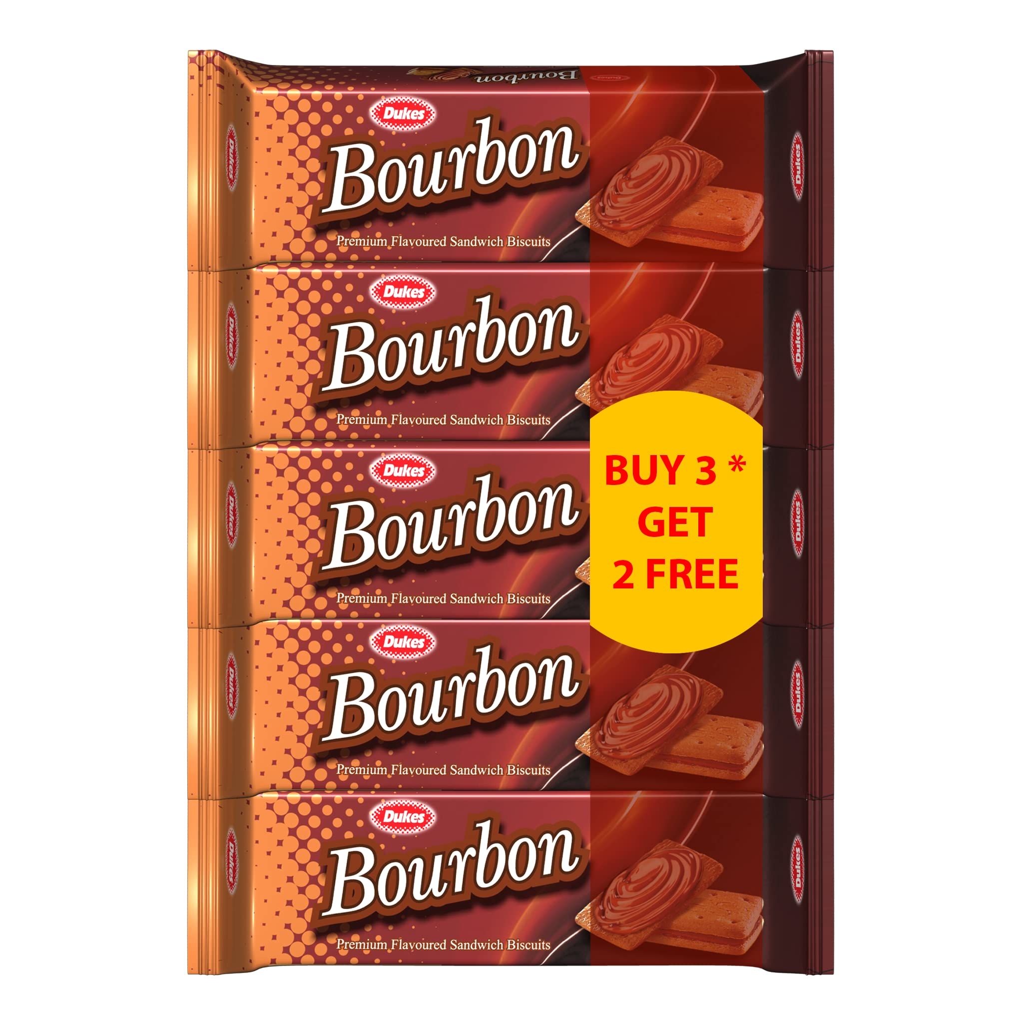 Dukes Bourbon Premium Chocolate Flavoured Sandwich Biscuit (Buy 3 Get 2 Free, 675G)