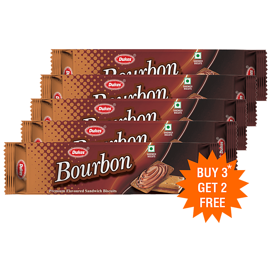 Dukes Bourbon Premium Chocolate Flavoured Sandwich Biscuit, 135G