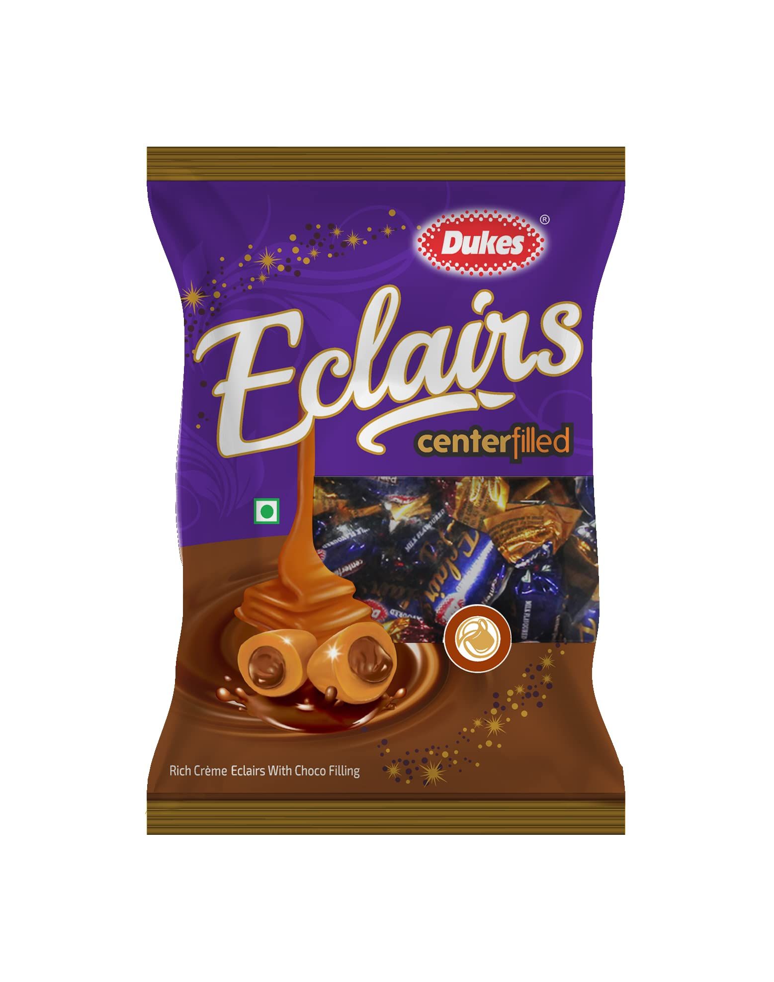 Dukes Choco Centrefilled Eclairs, Rich Creamy Eclairs With Chocolate Filling, 200Gm