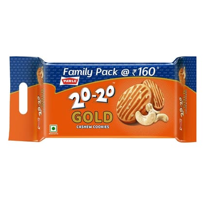 Parle 20-20 Gold Cashew Cookies Pouch, 600G (Item Weight May Vary)