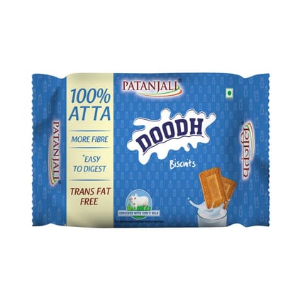 Patanjali Doodh Biscuit, Whole Wheat Milk Cookie, Rich In Fibre, 300 Gm