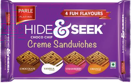 Parle Hide & Seek Chocolate Choco Chip Creme Sandwich Biscuits, Pouch, 400 gm