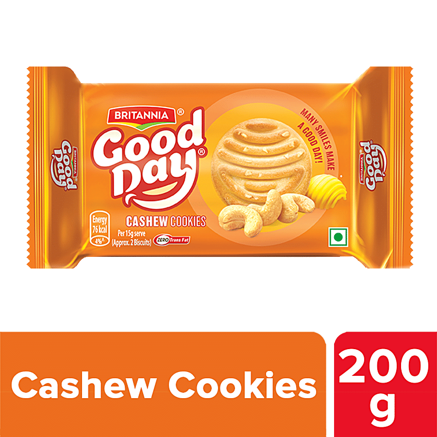 Britannia Good Day Cashew Cookies, Crunchy, Zero Trans Fat, Ready To Eat, 200 G