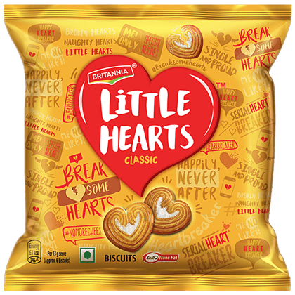 Britannia Little Hearts - Classic, Heart-Shaped, Sugar Sprinkled Biscuit, 13 g