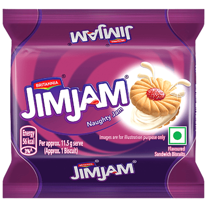 Britannia Jim Jam Cream Biscuit, Crunchy, Ready To Eat, 138 G
