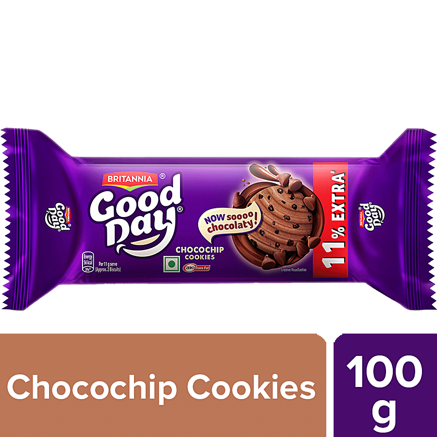 Britannia Good Day, Chocochip Cookies, Crunchy, Teatime Snack, 110 G