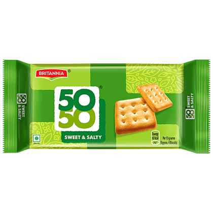 Britannia 50, 50 Sweet & Salty Biscuit, Light, Crispy, Ready To Eat, 188 G