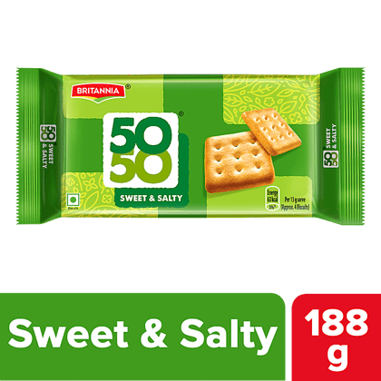 Britannia 50, 50 Sweet & Salty Biscuit, Light, Crispy, Ready To Eat, 188 G
