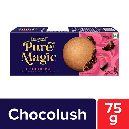 Britannia Chocolush, Extra Crunchy Biscuit With Gooey Choco, Filling, 75 G