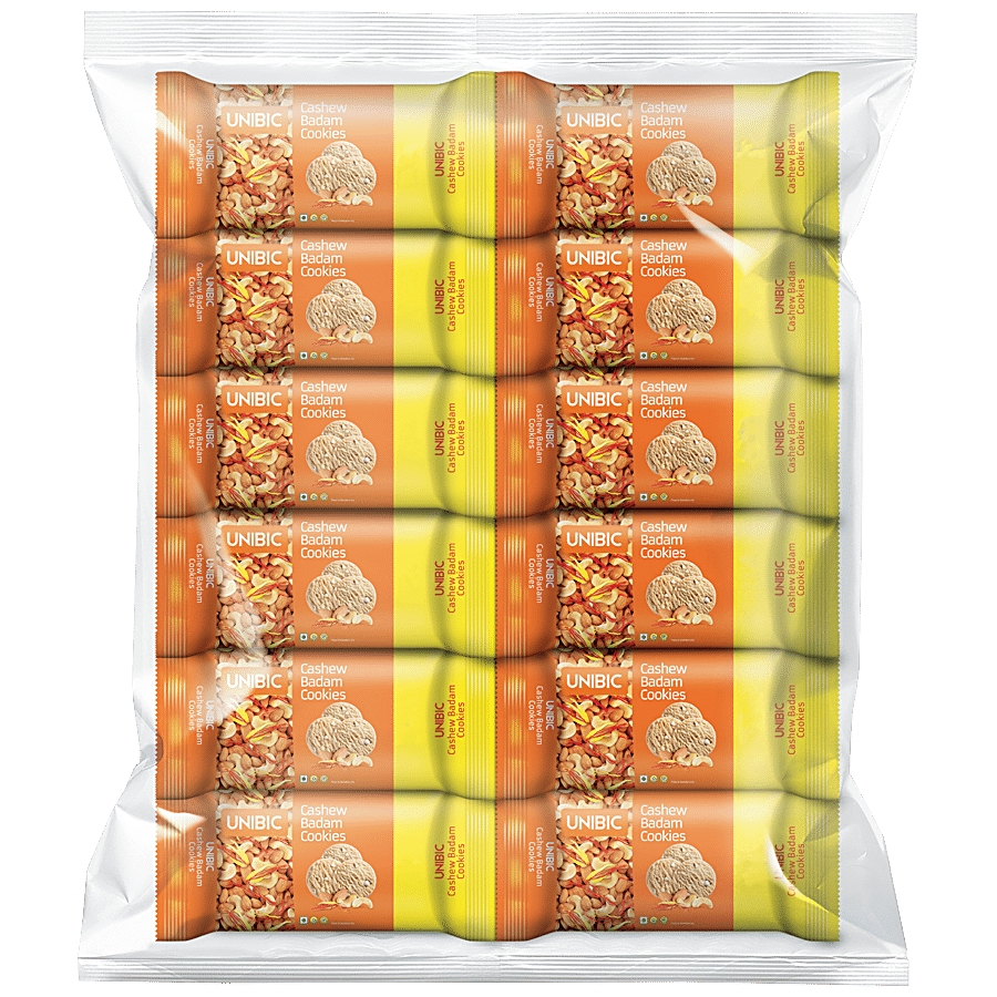 Unibic Cashew Almond Cookies, Tasty & Crispy Snack, 60 G (Pack Of 12)