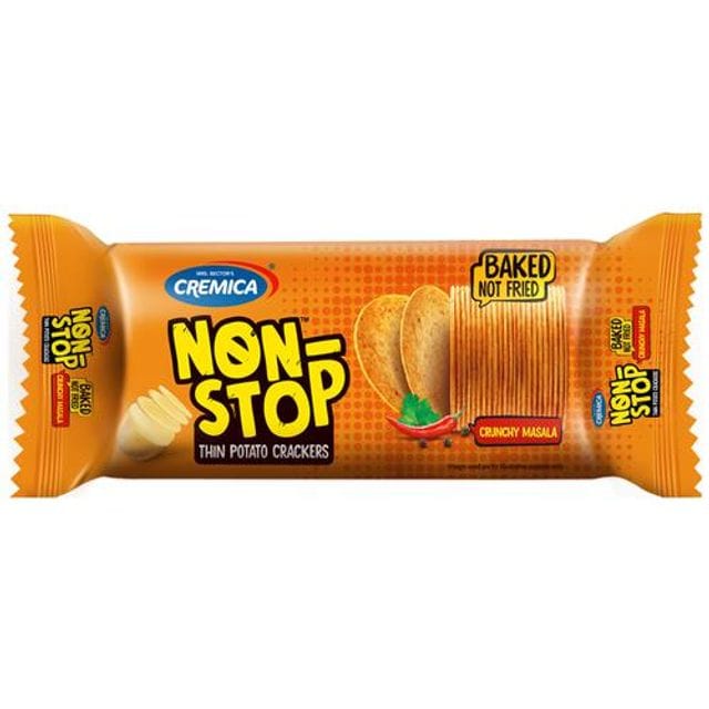 Cremica Non-Stop Thin Potato Crackers - Baked, Crunchy Masala, 75 g