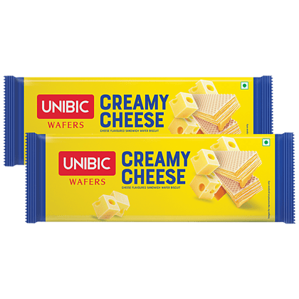 Unibic Wafers, Creamy Cheese Sandwich Biscuits, Light, Crispy Snack, 75 G pack of 2