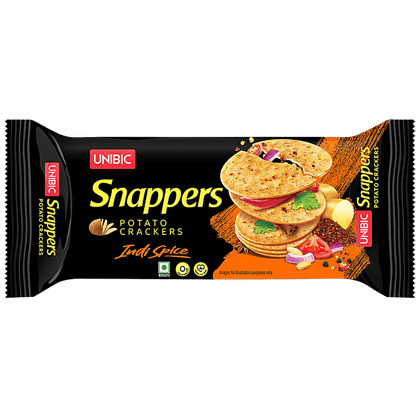 Unibic Snappers Potato Crackers, Indi Spice, Light, Crispy Snack, 75 G
