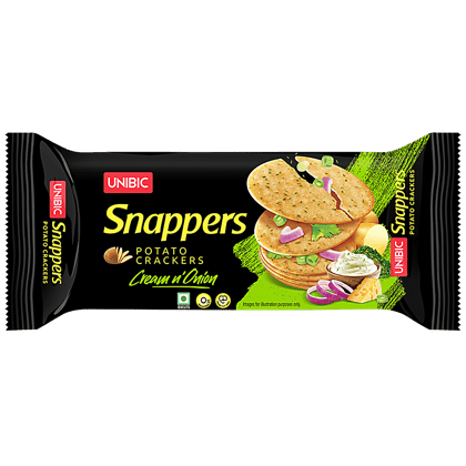 Unibic Snappers Potato Crackers, Cream & Onion, Light, Crispy Snack, 75 G
