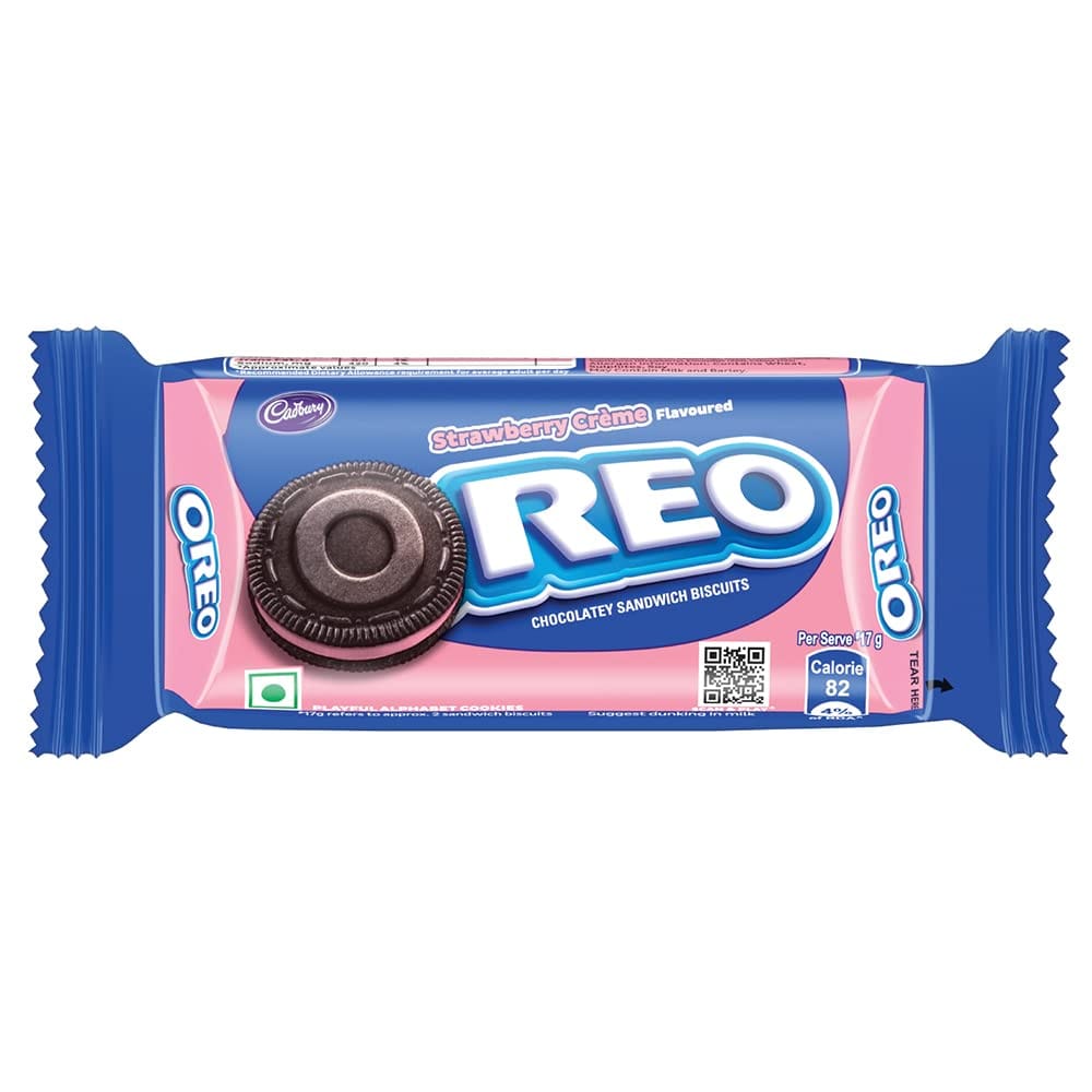 Cadbury Oreo Strawberry Flavour Crme Sandwich Biscuit, 43.75 G