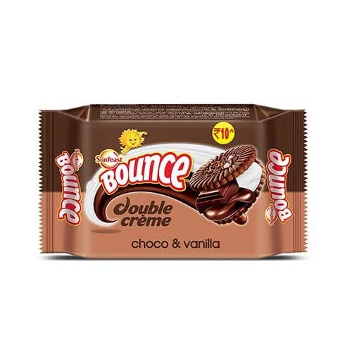 Sunfeast Bounce Double Creme Choco & Vanilla Biscuits, 72G
