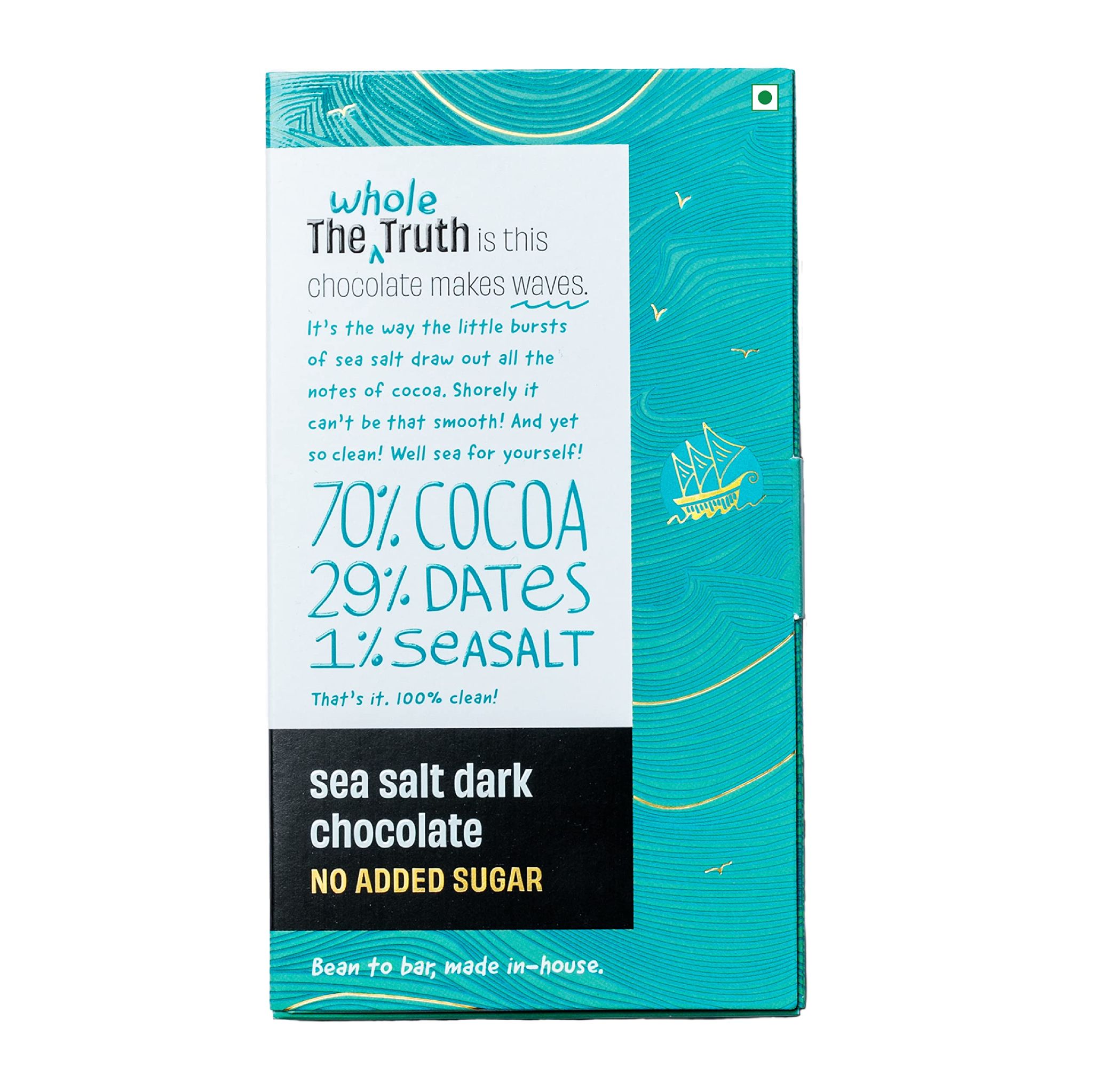 The Whole Truth, Dark Chocolate, Sea, Salt No Added Sugar, Sweetened Only With Dates, 79% Cocoa, 29% Dates, 1% Seasalt
