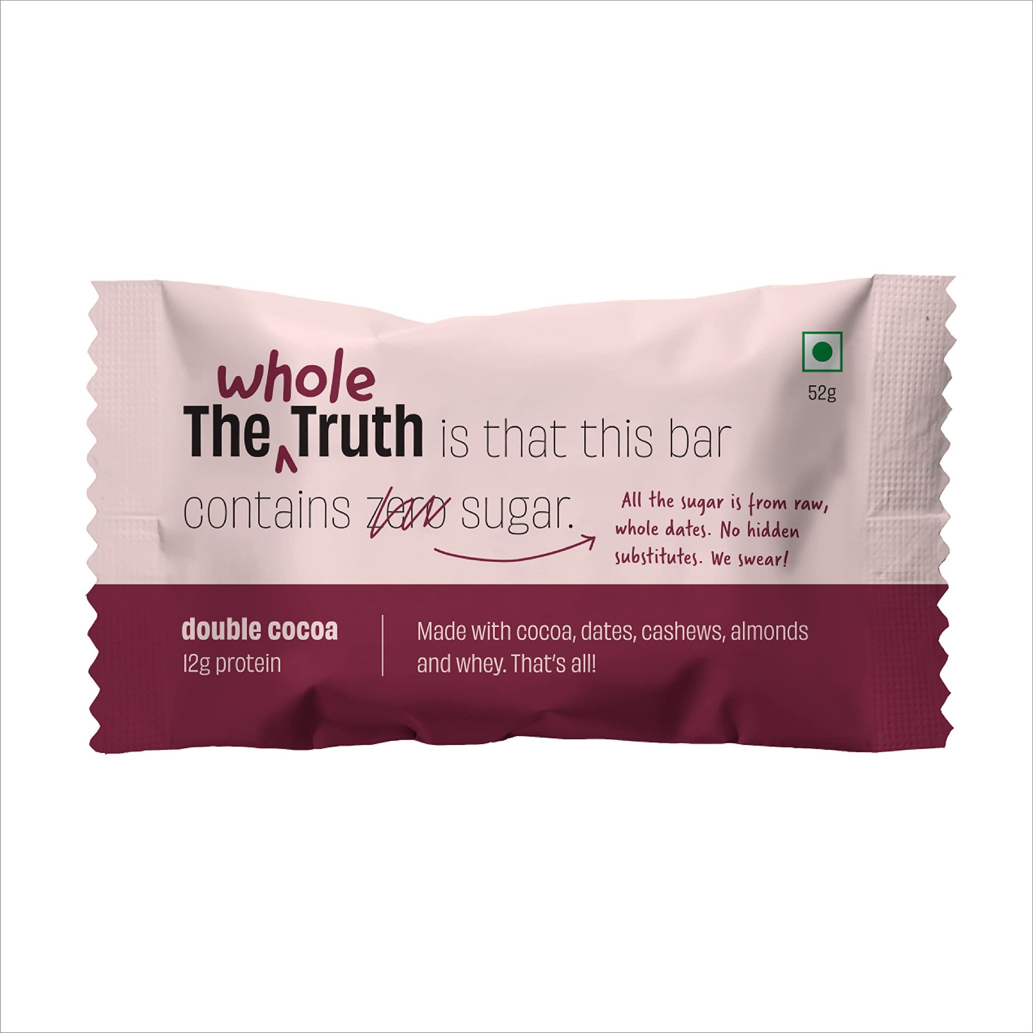 The Whole Truth, 12G Protein Bar, Double Cocoa, No Added Sugar, All Natural